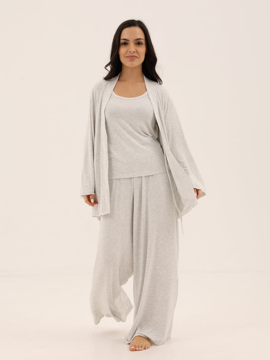 Lounge Kimono Robe Set- Fog