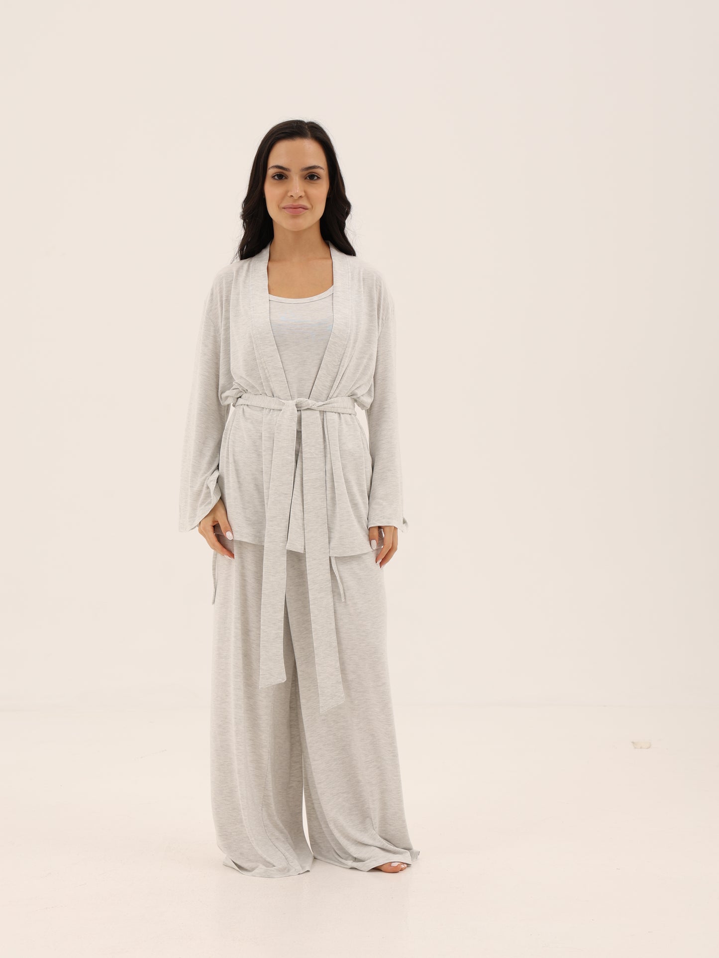 Lounge Kimono Robe Set- Fog